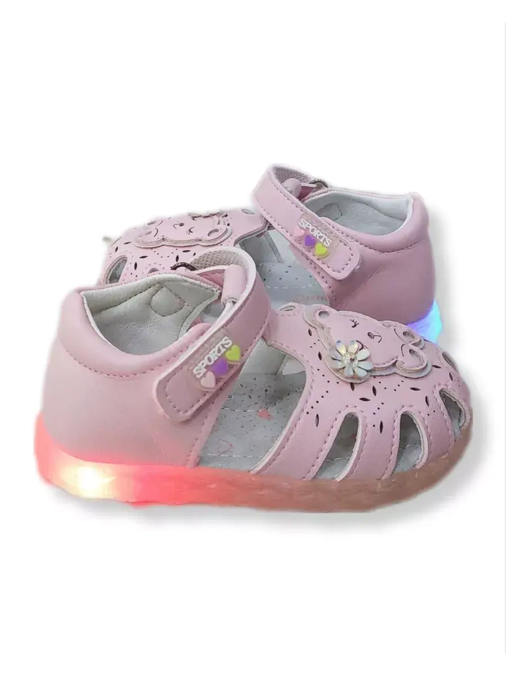 Мягкие сандалии для девочки праздничные светящиеся