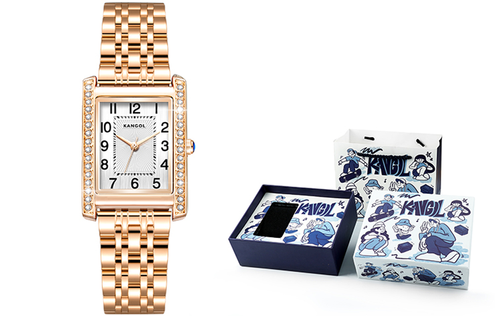 KANGOL Quartz Movement Metal Strap Watch Women"s Watch White Dial KANGOL K966