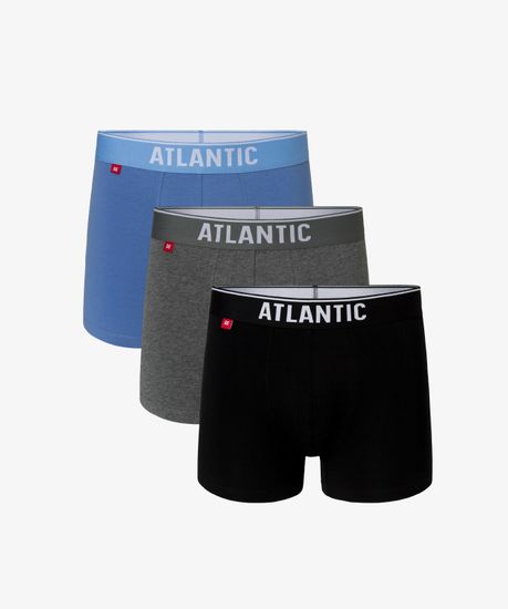 Трусы мужские боксеры (3шт), Atlantic 3MH-045, светло-голубые + серый меланж + черные