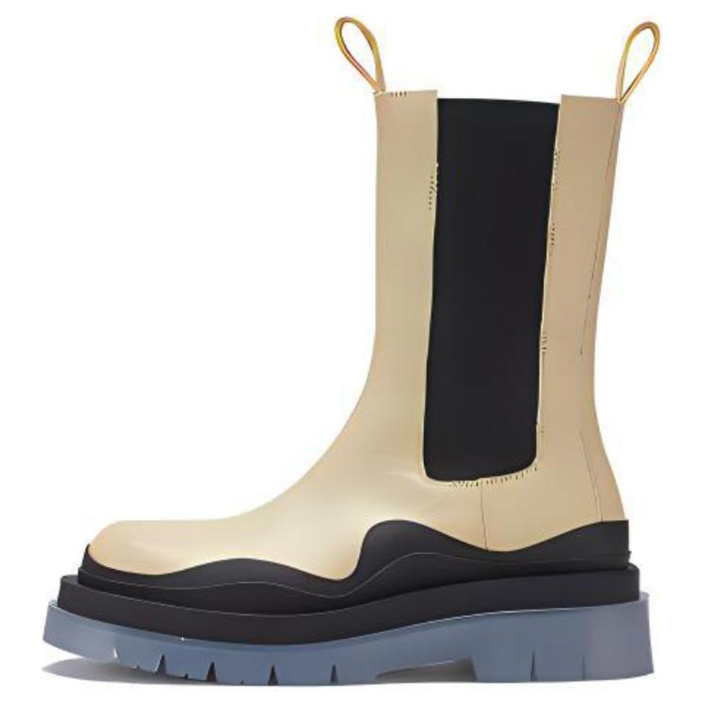 Bottega Veneta Tire Chelsea BV Top Grain Cow Leather Short Chelsea Boots Women"s Milk White