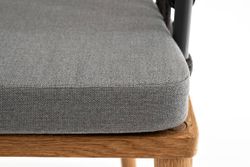 "Диего" стул плетеный из роупа, основание дуб, каркас из стали темно-серый (RAL7024) муар, роуп темно-серый круглый, ткань серая