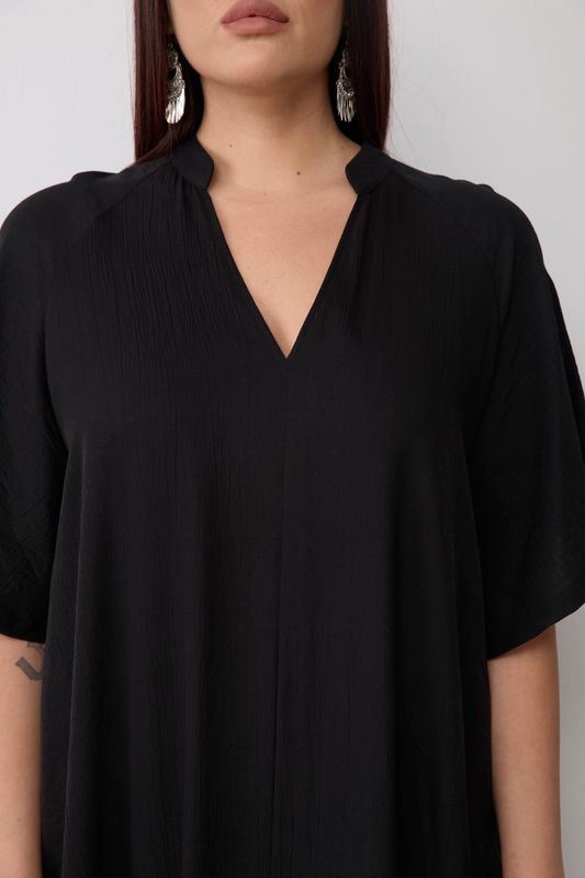 Платье-туника из жатой вискозы, черный