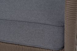 "Канны" диван 3-местный плетеный из роупа, каркас алюминий коричневый (RAL8016) муар, роуп коричневый круглый, ткань темно-серая 027