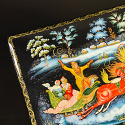 Шкатулка "Тройка" с ручной росписью Палех 30х22 см