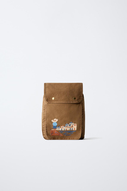 ZARA РЮКЗАК С ВЫШИВКОЙ, КОРИЧНЕВЫЙ