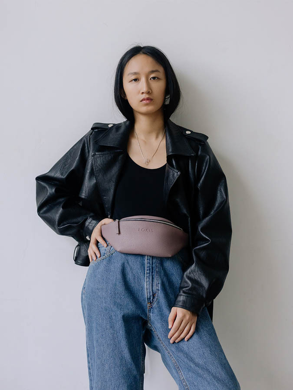 сумка поясная пыльно-розовая эко