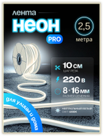Неоновая светодиодная лента PJShop 4м, 8х16мм, 220В, IP 67, гибкий неон, синий, кратность реза 10 см