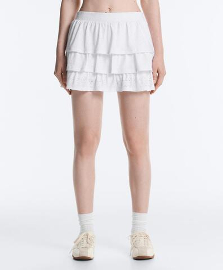 Oysho Короткая юбка Comfortlux с вышивкой, белый