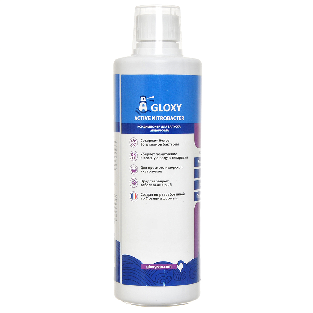 GLOXY Active Nitrobacter Кондиционер для быстрого запуска аквариума, 500 мл на 5000 л