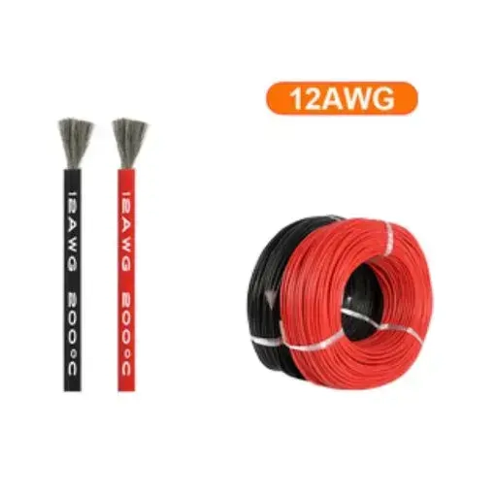 Силиконовый медный кабель 12 awg силовой (красный+черный по 5м)
