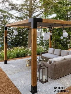 Опора бруса 100x100 UNO - 1 шт, цвет графит, с шурупами