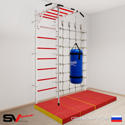 Шведская стенка Sv Sport усиленная 62960 (Турник рукоход/Канат/Цепь/Мешок 22кг/Мат 2м/Канатный лаз)