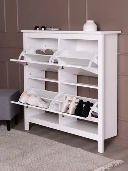 САГА тумба для обуви, 4 двери, 113х108 белая