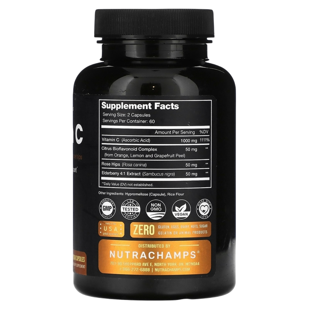Nutra Champs Vitamin C 120 veg caps , Витамин С !!!Срок 08.2025