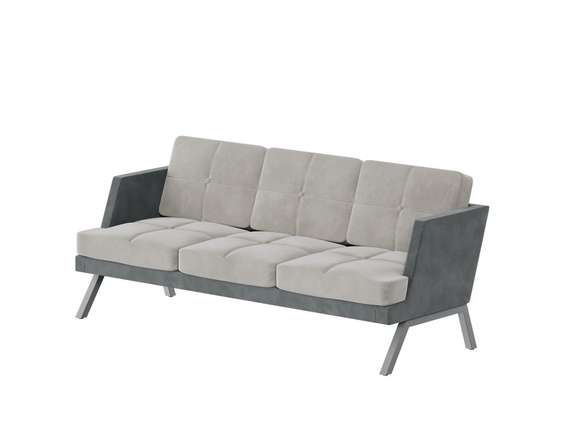 Алдо Диван трёхместный с декором из пуговиц ALDB-03L Storm 022/Storm 017/Металл Серый 2010*875*890