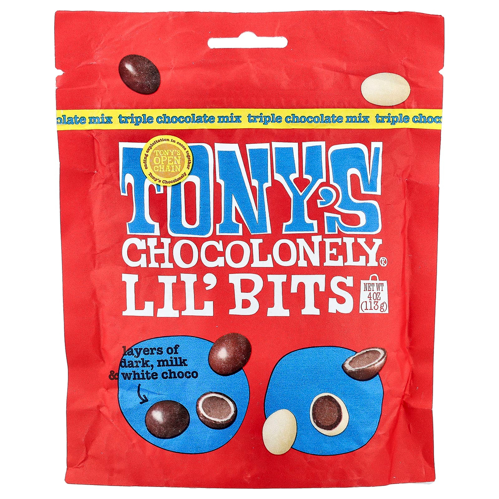 Tony's Chocolonely, Lil' Bits, смесь тройного шоколада, 113 г (4 унции)