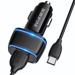 Автомобильное зарядное устройство Borofone BZ14 12W 2.4A 2xUSB + кабель Type-C Black