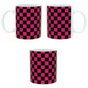 Кружка Клетка черно-розовая (1046)
