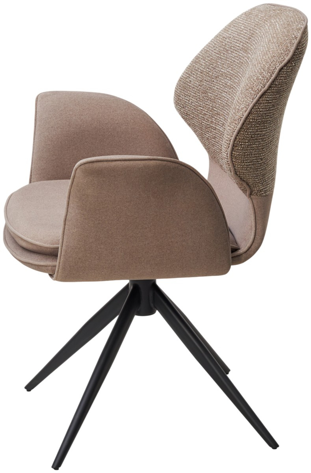 Стул М-City DISAUR Ленне (Lenne) поворотный на поворотный на 360 градусов, Латте Milan-430, Mohair-440, ткань, Черный