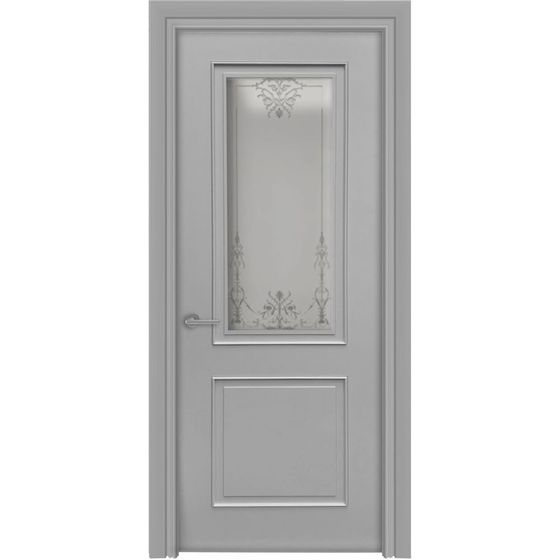 Купить Межкомнатная дверь эмаль Лайн 3/2 Багет RAL 7047 остеклённая 1