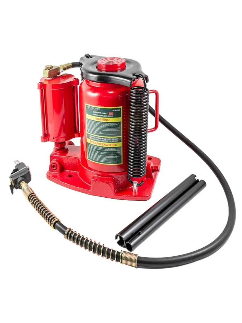 Домкрат бутылочный пневмогидравлический 35т (h min-250мм, h max-405мм) RockForce##Rock FORCE RF-35002