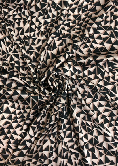 Плательная принт, геометрия беж/черный BAVARIA D33