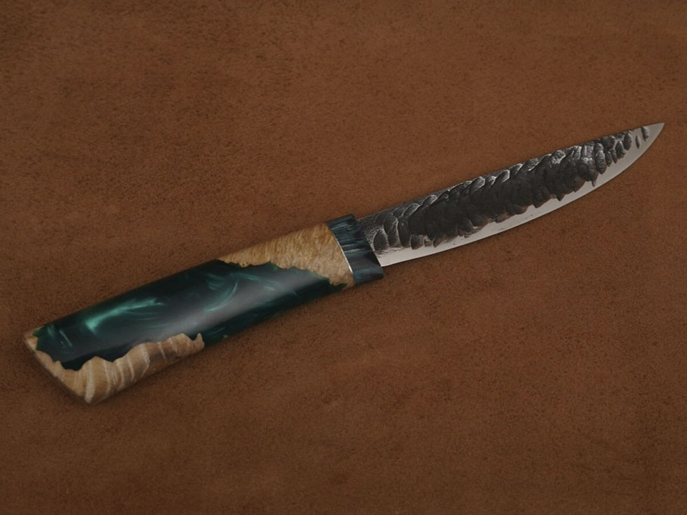 Якутский нож "Амга", сталь Х12МФ, рукоять стабилизированная карельская береза/акрил