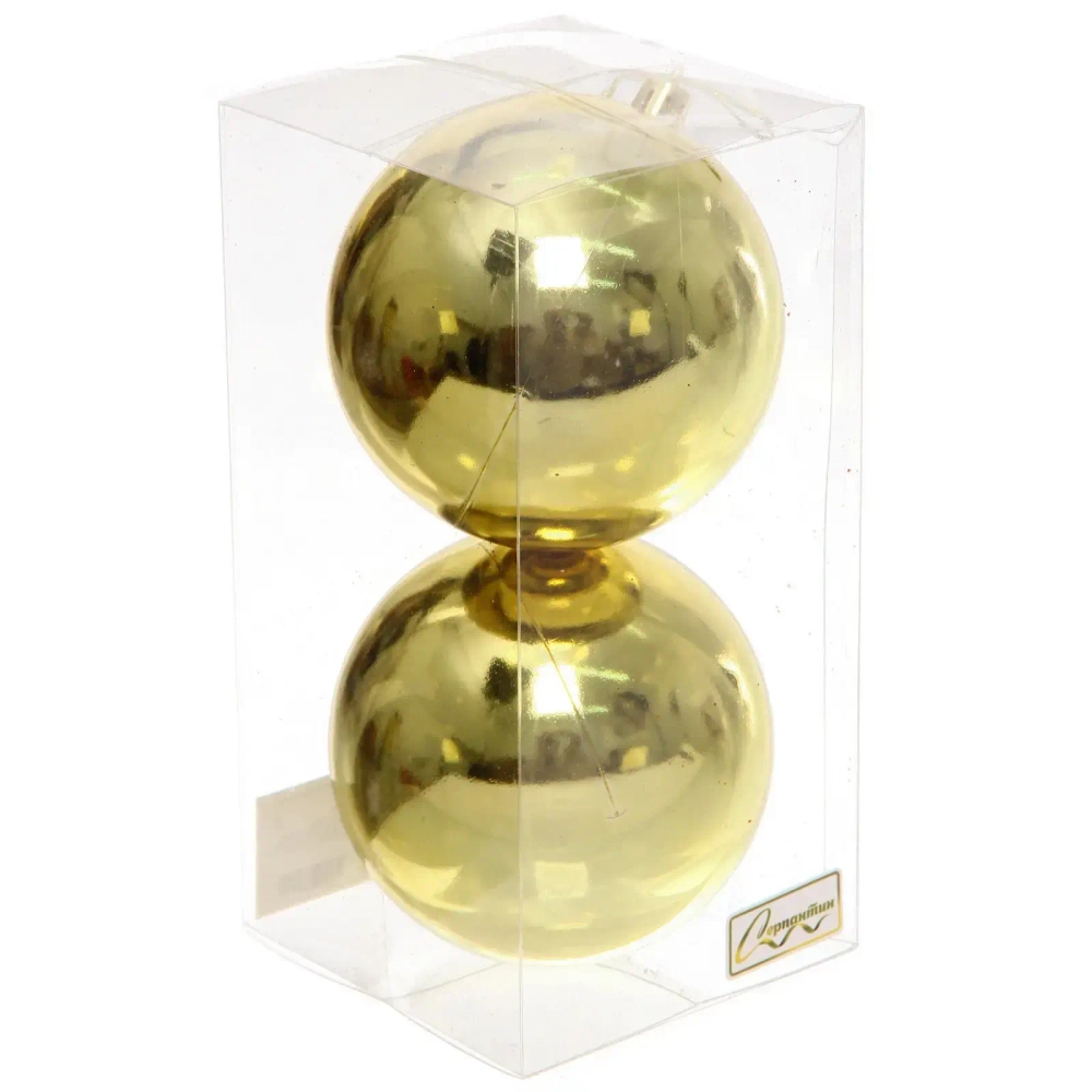 Новогодние шары 10 см (набор 2 шт) «Глянец», золото