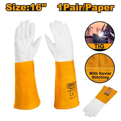 Краги сварщика спилковые из козьей кожи без подкладки 16" SUPER INGCO HGVG01
