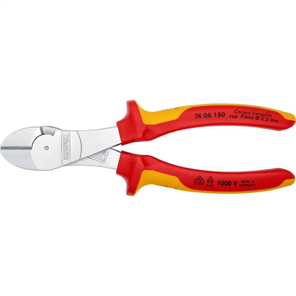 Кусачки боковые особой мощности хромированные 180 мм Knipex 74 06 180