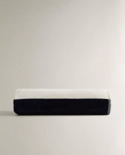 ZARA HOME ПЛЯЖНОЕ ПОЛОТЕНЦЕ В ШИРОКУЮ ПОЛОСКУ, ЭКРЮ