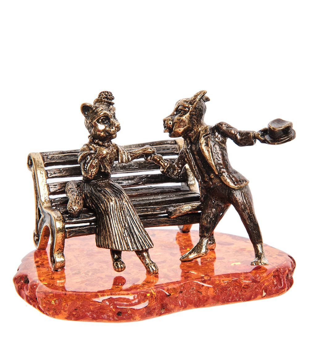 Народные промыслы AM-2047 Фигурка «Коты Аристократы» (латунь, янтарь)