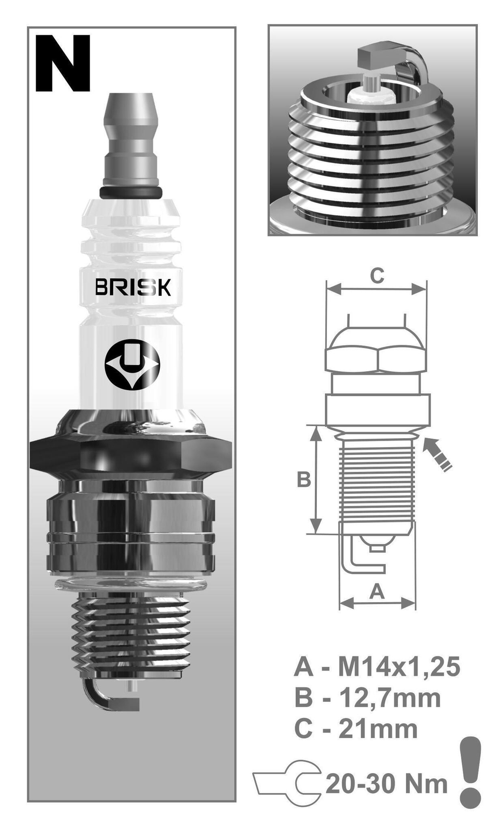 Свечи BRISK Silver 402 дв. под газ (4шт) SILVER / 1354 / NR15S /