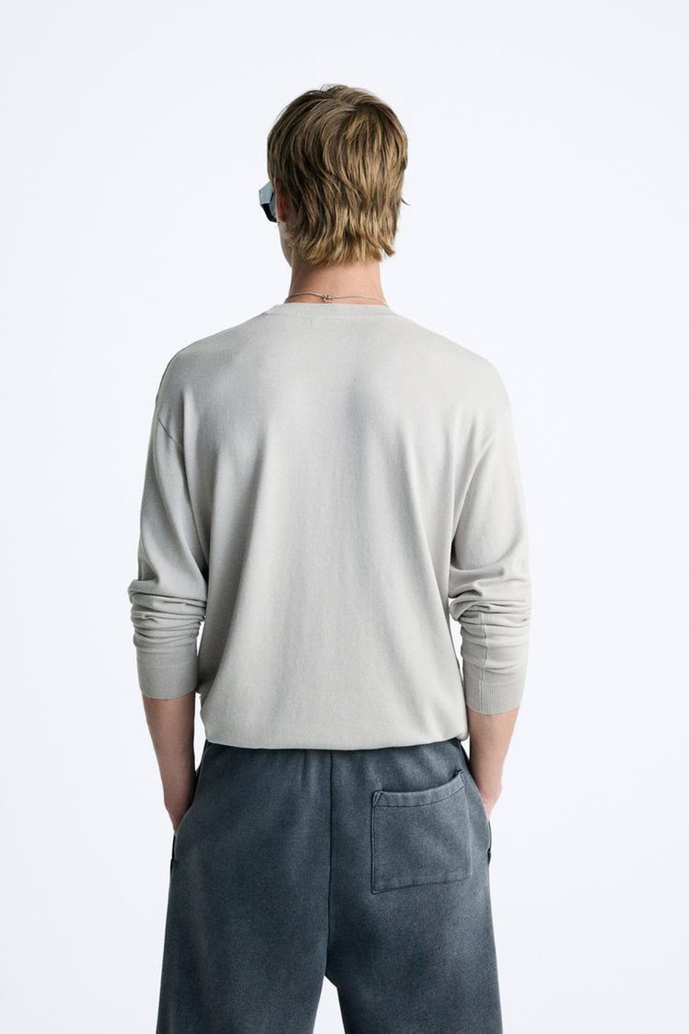 ZARA СВИТЕР ИЗ СМЕСОВОЙ ВИСКОЗЫ, СВЕТЛО-СЕРЫЙ