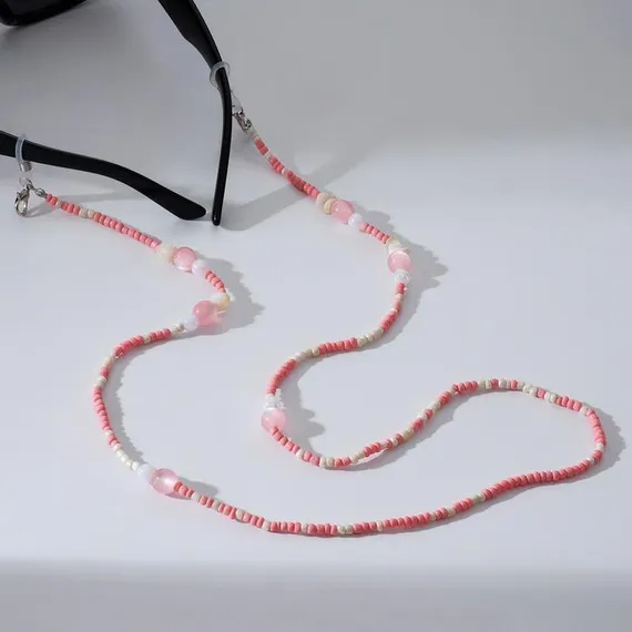 Цепочка для очков &quot;Бусинки&quot;, цвет бело-розовый, 70 см