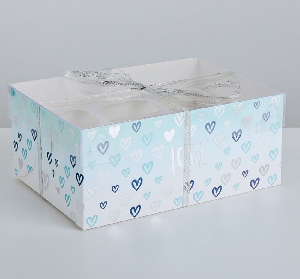 Коробка на 6 капкейков Love-2, 23*16*10 см