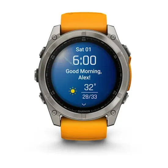 Мультиспортивные GPS часы Garmin Fenix 8X (51 mm) AMOLED, Sapphire Titanium with Spark Orange/Graphite Silicone Band 010-02905-11