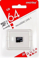 Micro SDHC карта памяти 64ГБ SmartBuy Class 10