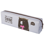 Пенал - косметичка, Alingar, ПВХ, молния, 60 х 205 мм, "Shine" фиолетовый (мишка обнимает сердечко)