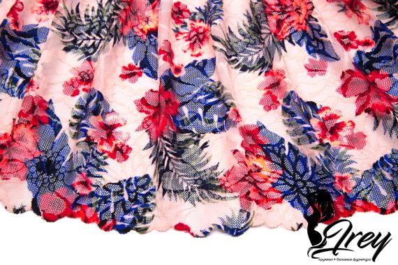 03-243 Кружево эластичное 22 см, Capri, т.синий/красный/зеленый/персик