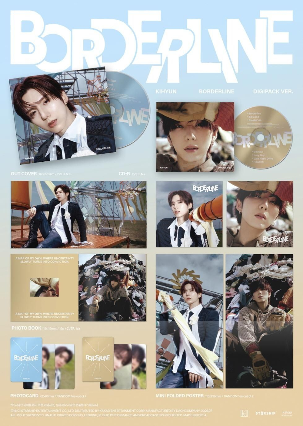Альбом KIHYUN - BORDERLINE EP Album DIGIPACK 2 Version SET