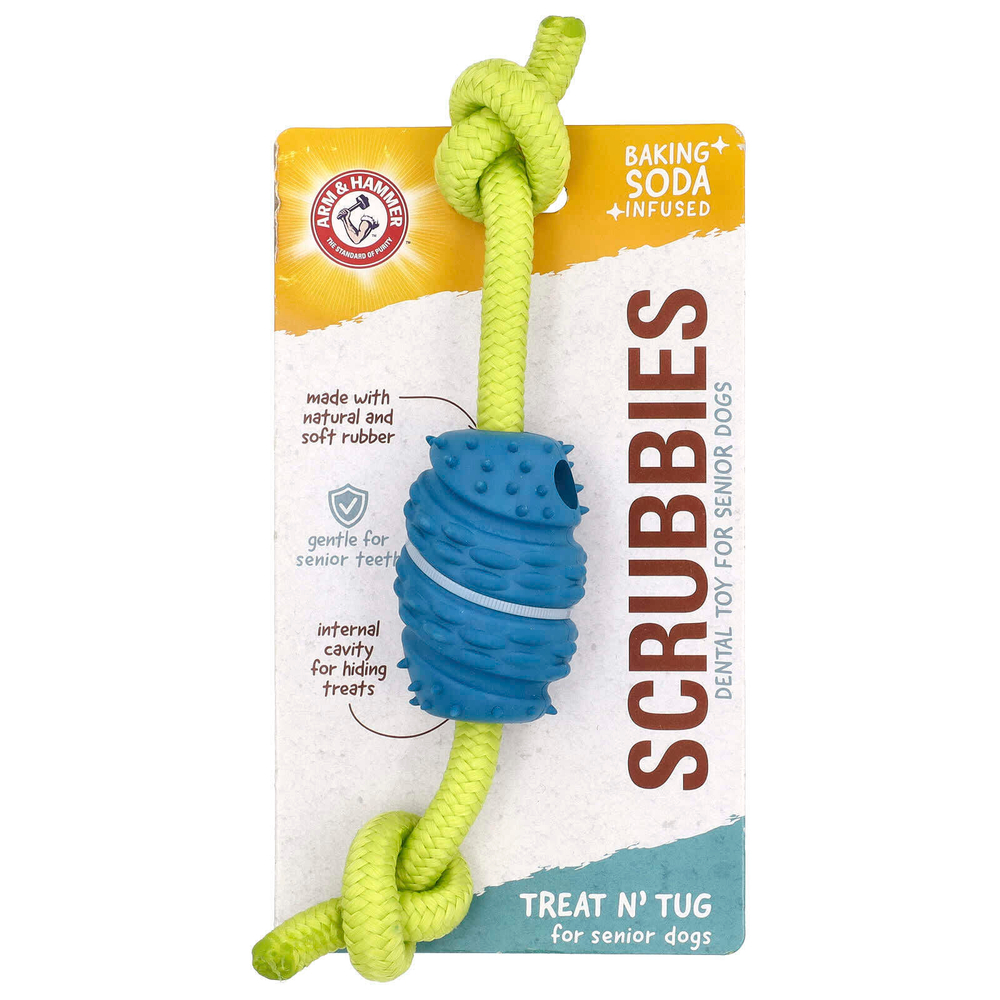Arm & Hammer, Scrubbies, игрушка для ухода за зубами для пожилых собак, Treat N' Tug, 1 шт.