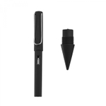 Карандаш вечный ч/г Alingar, пластик, с ластиком, круглый, заточенный, корпус черный, в комплекте запасной стержень, пакет с европодвесом