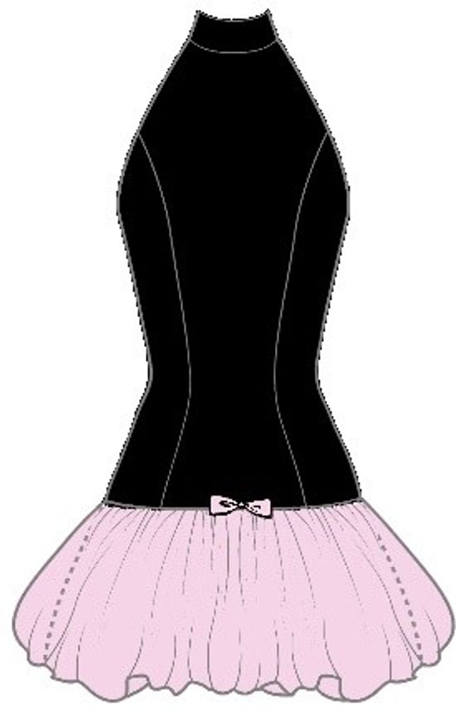 Ника мини (Nika mini), платье мини из черного бифлекса и юбкой баллон из сиреневого атласа