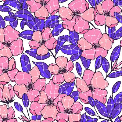 Decorative flowers seamless pattern.