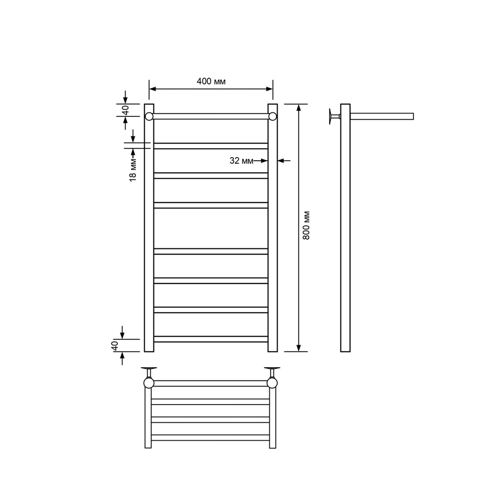 Полотенцесушитель водяной Comfysan Luce W-8 80/40 с полкой, хром, шт