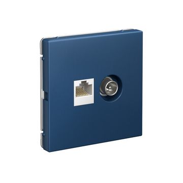 Розетка компьютерная + телевизионная 2-м СП ArtGallery RJ45 кат.5E + TV механизм аквамарин SE GAL001189