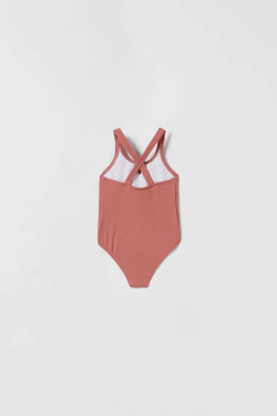 ZARA BABY/ КУПАЛЬНИК ИЗ РЕЛЬЕФНОЙ ТКАНИ СО ШНУРОВКОЙ, ТЕРРАКОТОВЫЙ