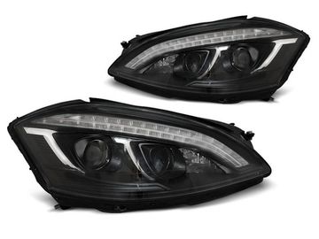 Передние фары tube light black для Mercedes S W221