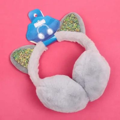 Наушники меховые «Salon Teplo», кошечка, цвет серый топаз, ( подвес Ultramarine)